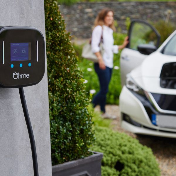 Ohme electric car home charger with a Nissan Leaf